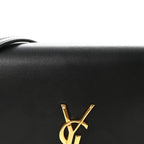Smooth Calfskin Classic Monogram Kate Tassel Chain Wallet Black
