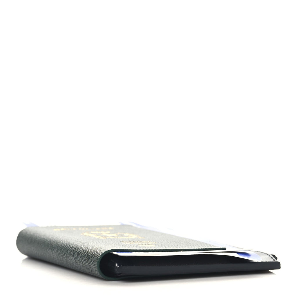 Textured Calfskin Passport Phone Holder Green