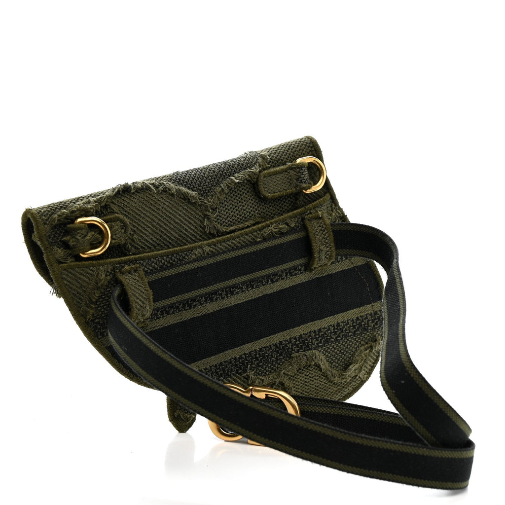Canvas Embroidered Camouflage Saddle Belt Bag Green