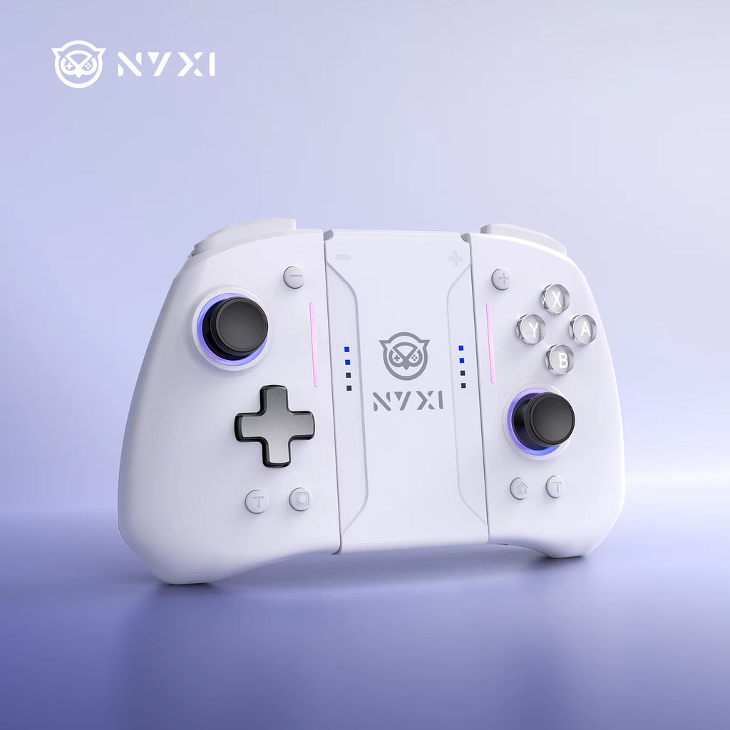 Pro Hall Wireless Game Controller with RGB Lighting for Nintendo Switch - White Gamepad