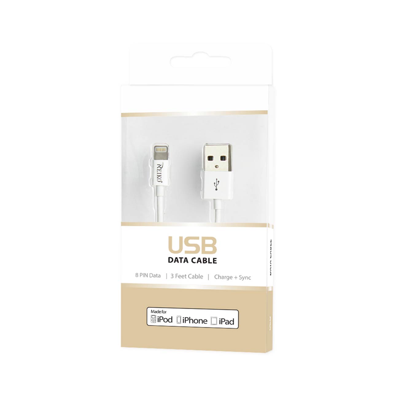 Reiko Iphone 3Ft Lighting Certified Usb Data Cable In White
