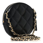 Lambskin Mini Camellia Bouquet Clutch With Chain Black