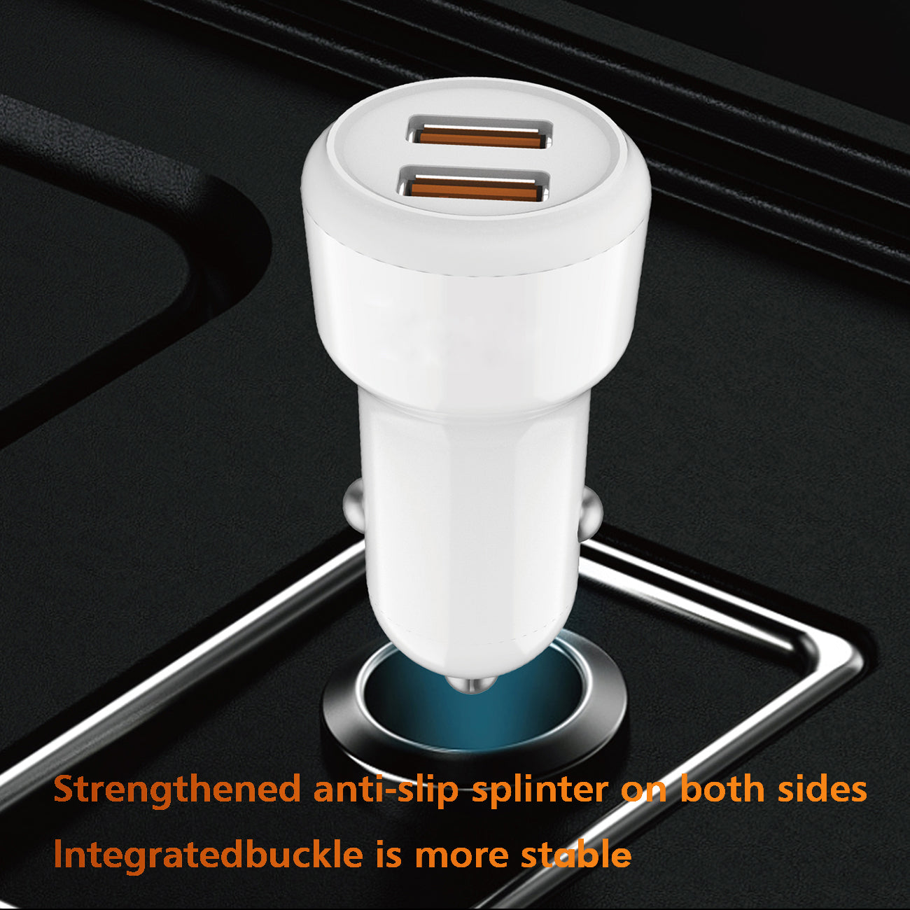Reiko 8 Pin Portable Car Charger With Built In 3 Ft Cable In White
