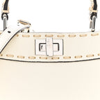 Cuoio Romano Snakeskin Selleria Mini Peekaboo Iconic Satchel White Stone