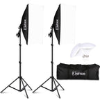 Softbox Lighting Kit, Photo Equipment Studio Softbox 20" x 27", with E27 Socket and 2x5500K Instant Brightness Energy Saving Lighting Bulbs