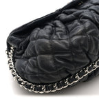 Washed Lambskin Quilted Medium Chain Around Messenger Black