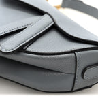 Grained Calfskin Mini Saddle Bag Sky Blue