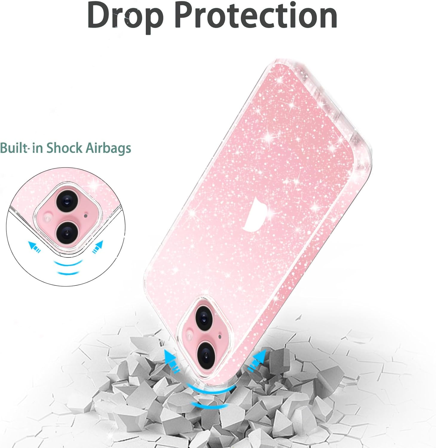 Entronix Case Compatible with iPhone 13 - [Hard Back] Glitter Clear