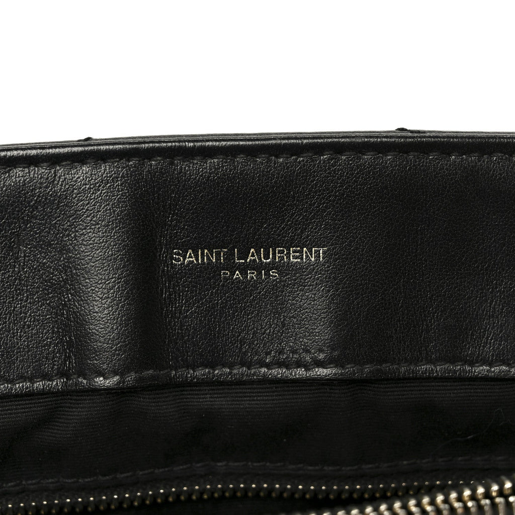 Grain de Poudre Calfskin Y Quilted Monogram Medium Loulou Chain Satchel Black