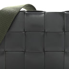 Calfskin Maxi Intreccio Cassette With Strap Bag Dark Green