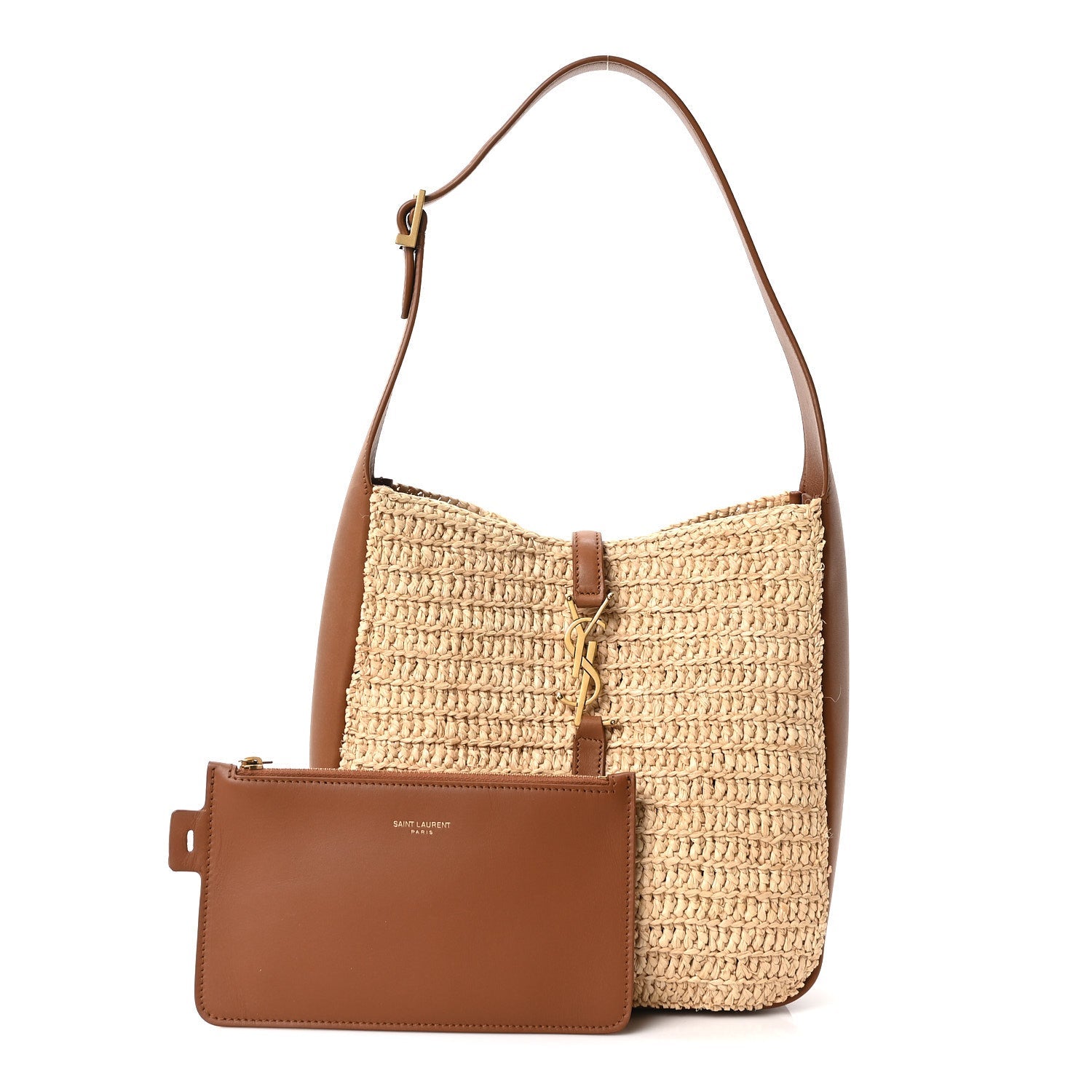 Raffia Calfskin Le 5 A 7 Small Hobo Natural Brick