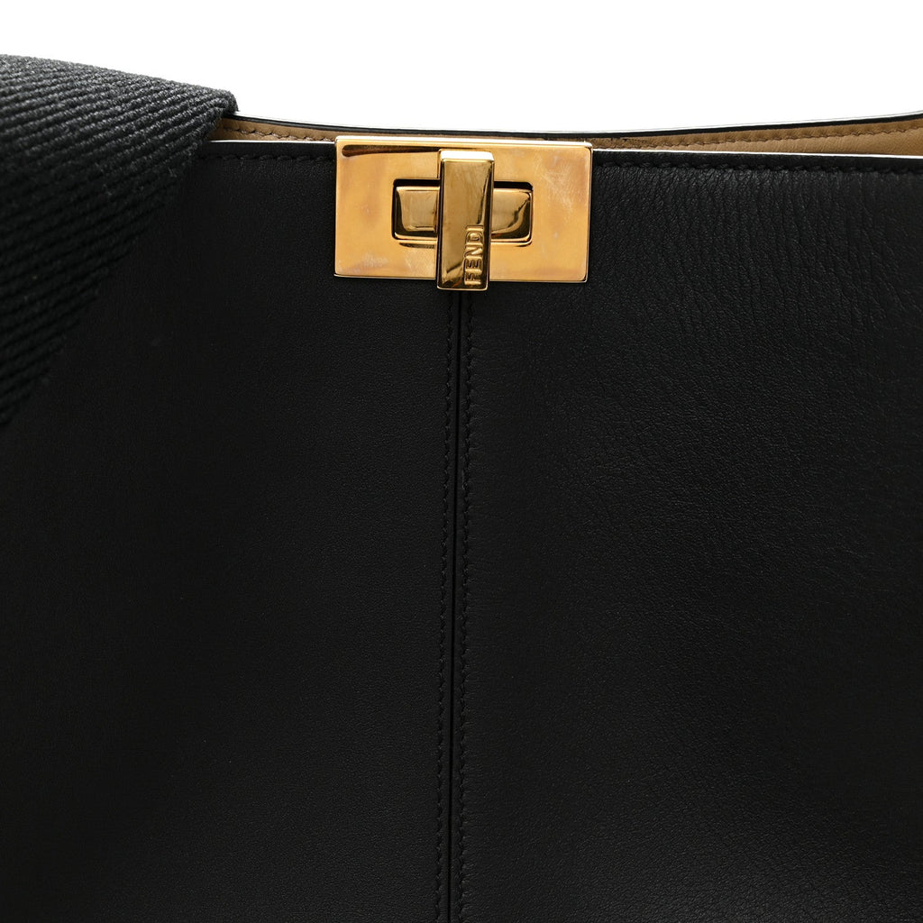 Vitello Seta Glazed Fabric FF 1974 Medium Peekaboo X-Lite Black Mogano Panna