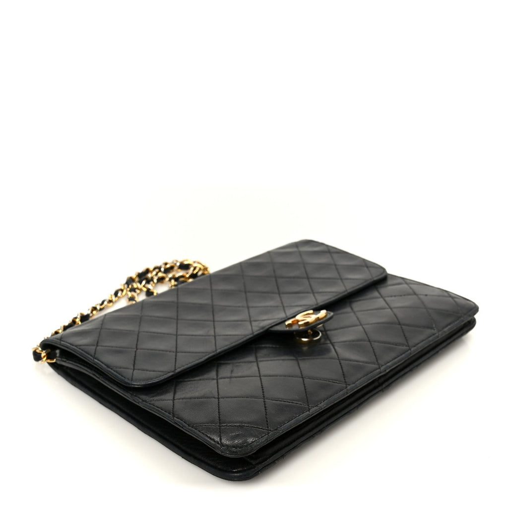 Lambskin Quilted Medium Single Flap Black