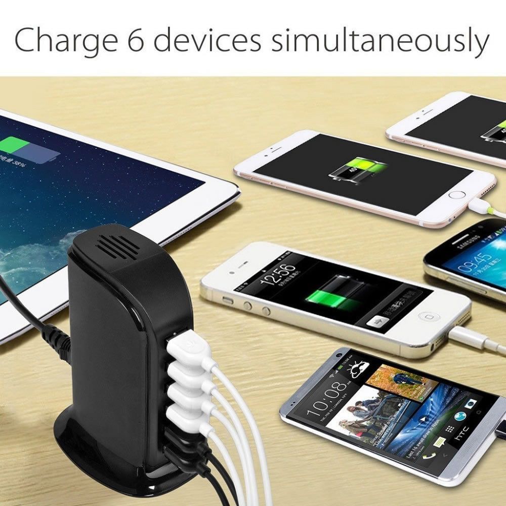 6 USB Colorful Tower for Every Desk at Home or Office charge any Gadget