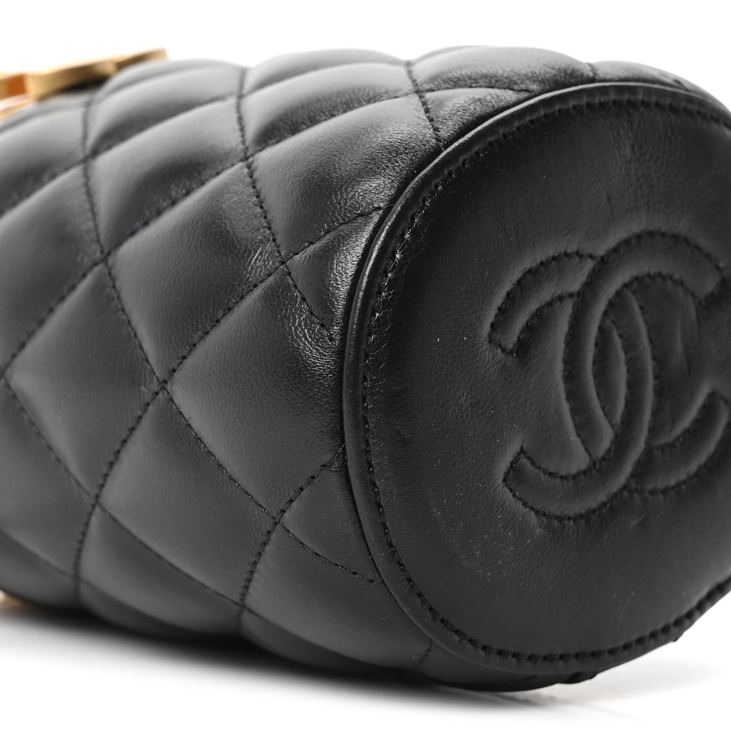 Lambskin Quilted Mini Crown Box Bag Black