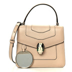 Calfskin Serpenti Forever Top Handle Beige Green