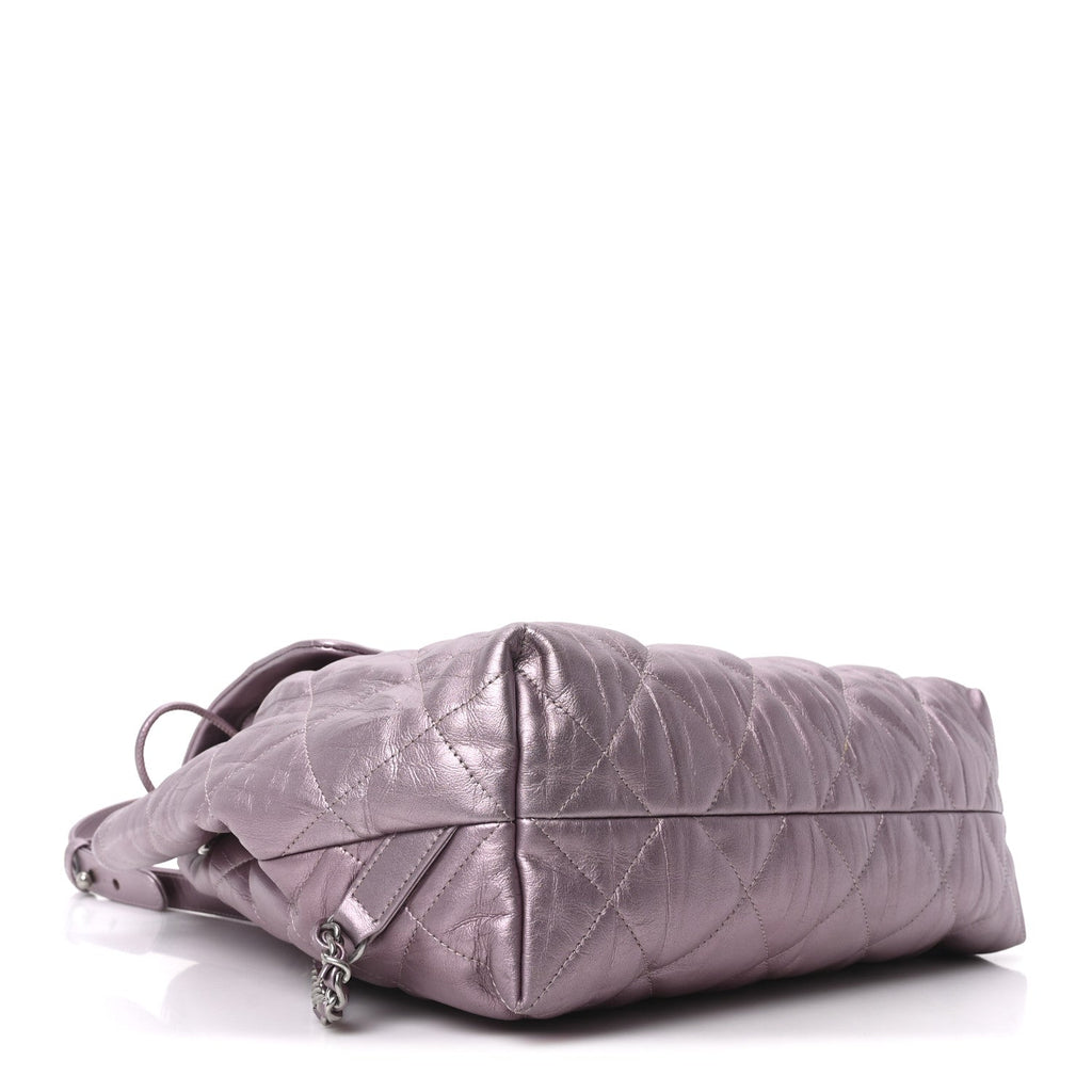 Iridescent Calfskin Quilted Ground Control Backpack Pink