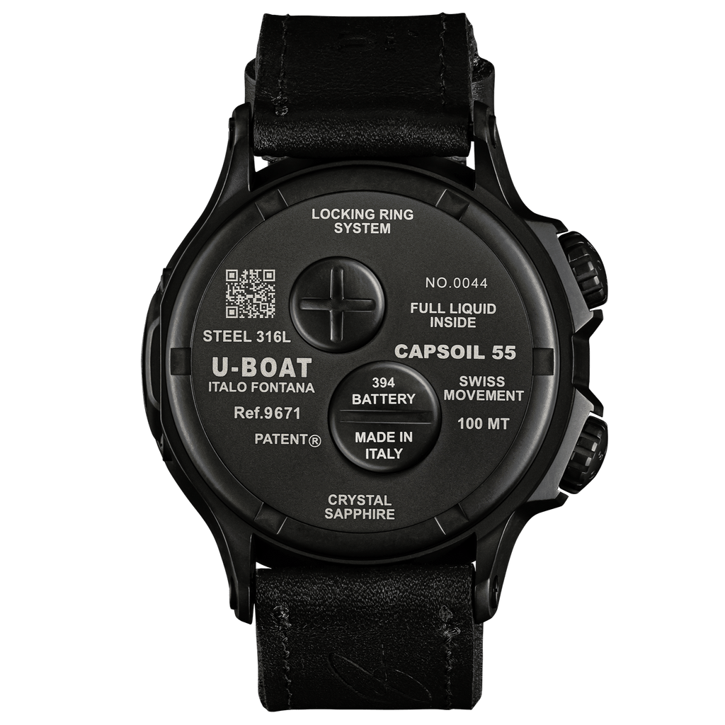 U-Boat Men's Watch Capsoil Doppiotempo 55mm DLC Black Rehaut