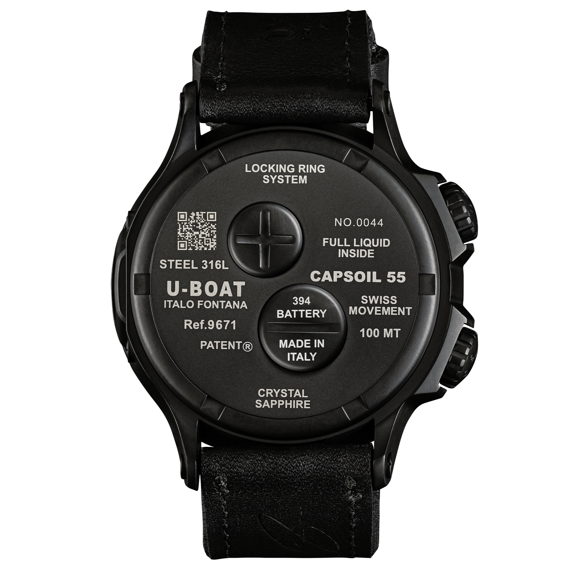 U-Boat Men's Watch Capsoil Doppiotempo 55mm DLC Black Rehaut