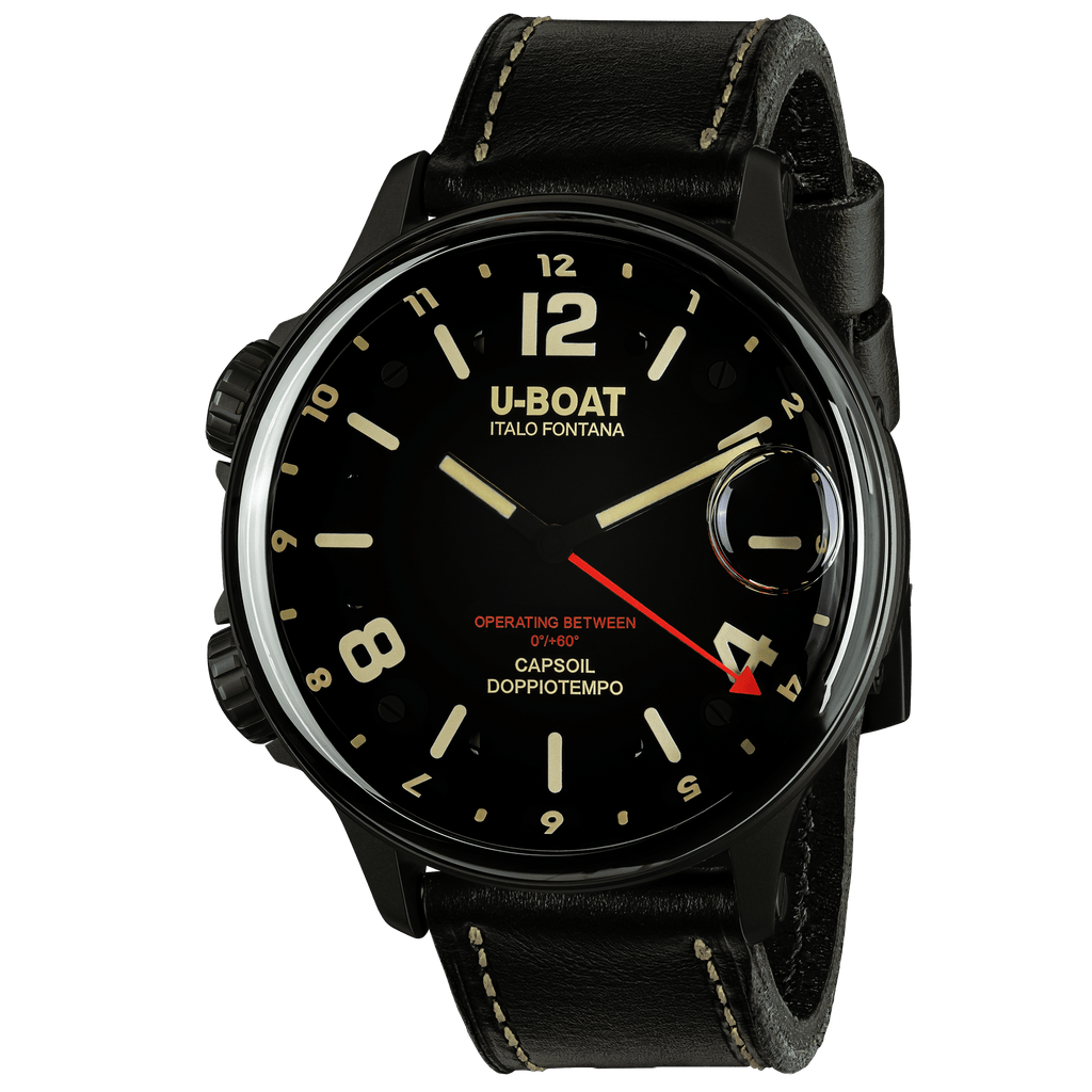U-Boat Men's Watch Capsoil Doppiotempo 55mm DLC Black Rehaut