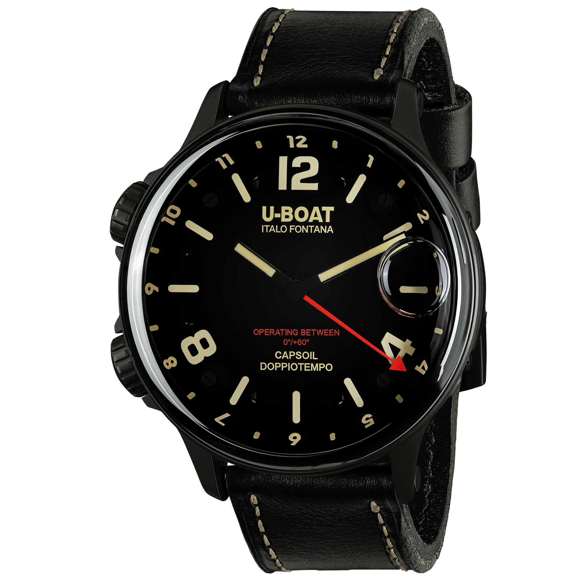U-Boat Men's Watch Capsoil Doppiotempo 55mm DLC Black Rehaut