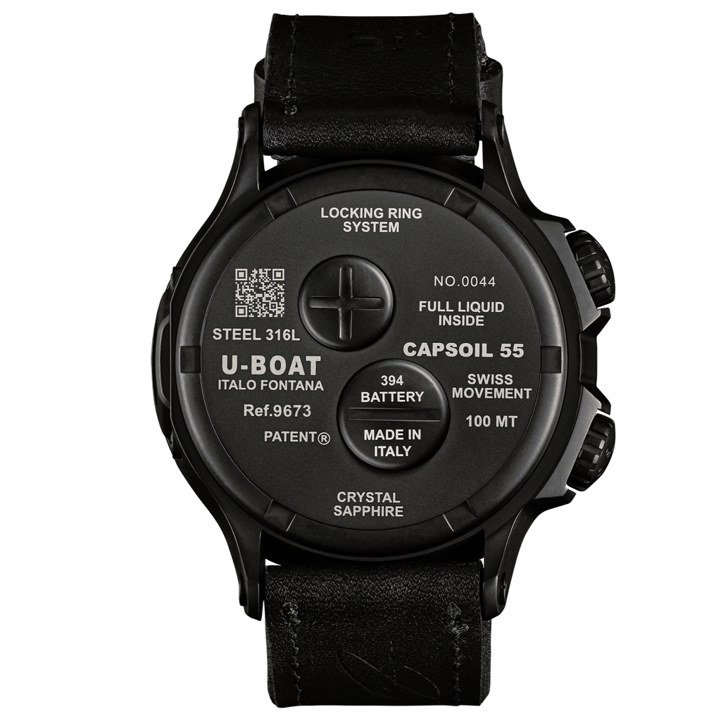 U-Boat Men's Watch Capsoil Doppiotempo 55mm Black Red Rehaut