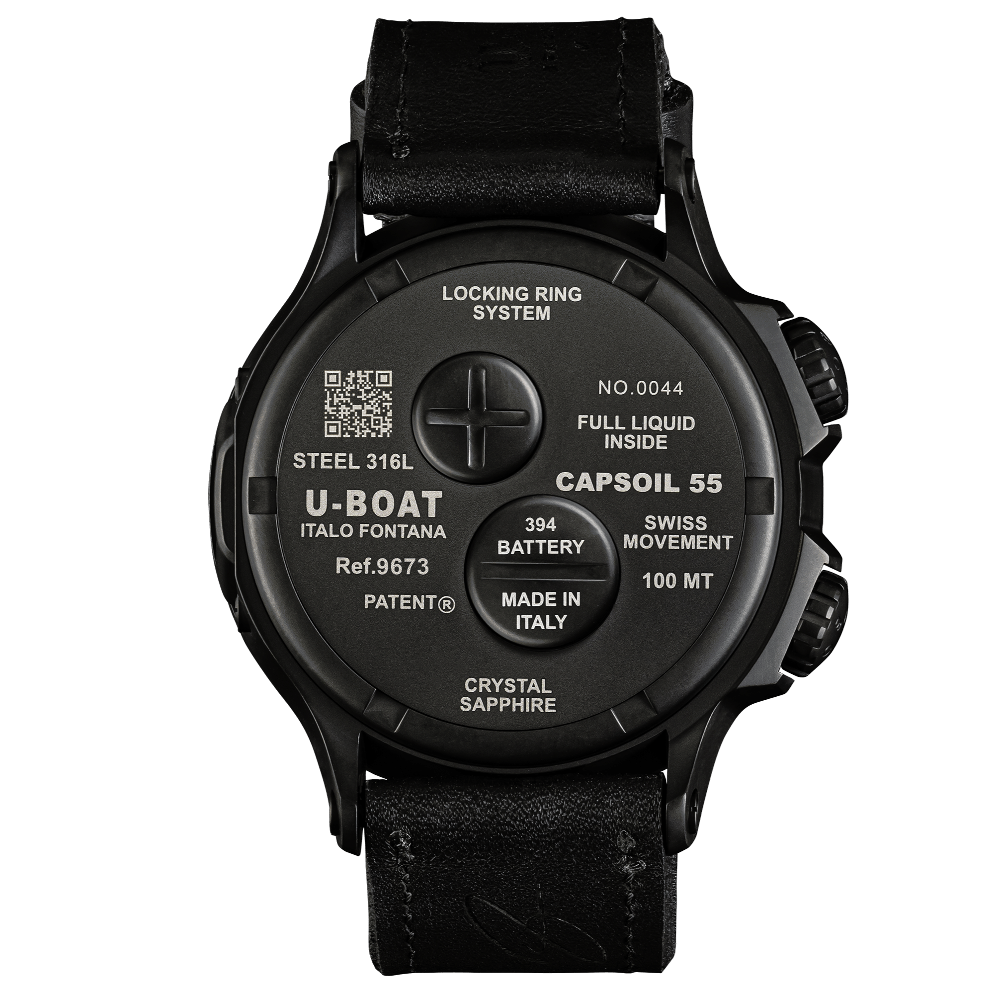 U-Boat Men's Watch Capsoil Doppiotempo 55mm Black Red Rehaut