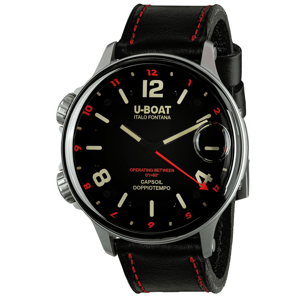 U-Boat Men's Watch Capsoil Doppiotempo 55mm Silver Red Rehaut
