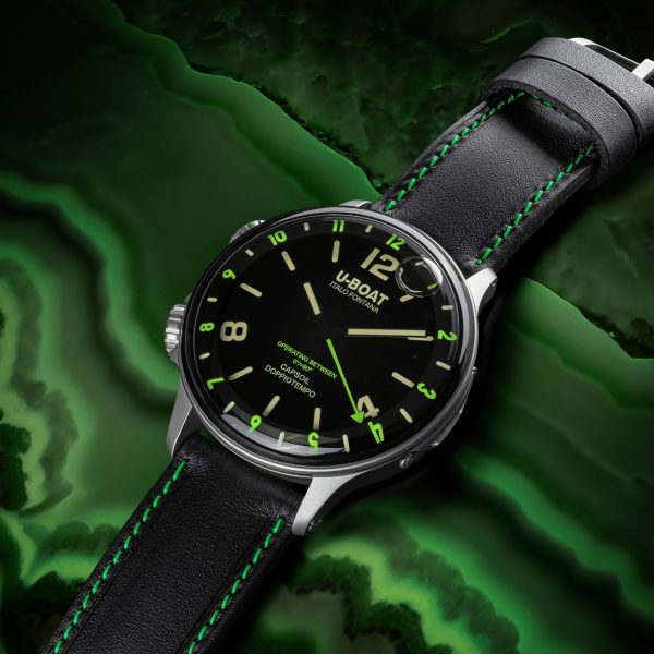 U-Boat Men's Watch Capsoil Doppiotempo 55mm Black Green Rehaut
