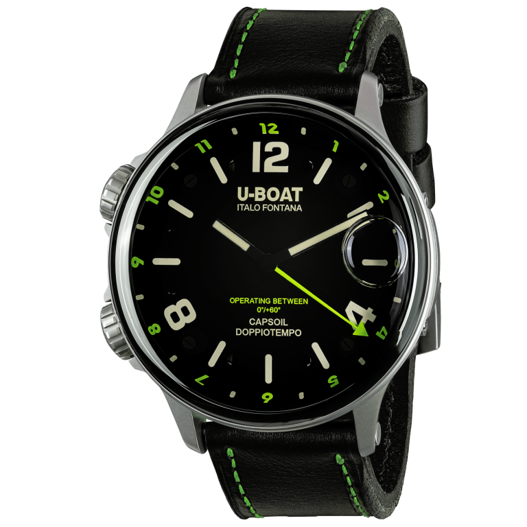 U-Boat Men's Watch Capsoil Doppiotempo 55mm Black Green Rehaut