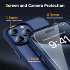 Entronix Bundle Compatible with iPhone 13 Pro Max - [Magnetic] Translucent Matte Case & 2 Clear Screen Protectors