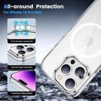 Entronix [Magnetic] Case Compatible with iPhone 14 Pro Max - [Hard Back] Thick Clear