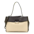 Calfskin Colorblock Mime Single Handle Bag Cream Burgundy Multicolor