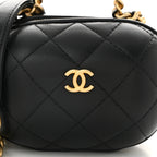 Lambskin Quilted CC Bubble Vanity Case With Chain Black