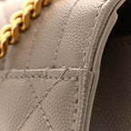 Grain De Poudre Textured Mixed Matelasse Triquilt Small Monogram Satchel Greyish Brown