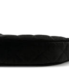 Velvet Crystal Quilted Chain Hobo Black