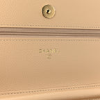 Caviar Quilted Wallet on Chain WOC Beige