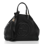 Pebbled Calfskin Small Soho Shoulder Bag Black