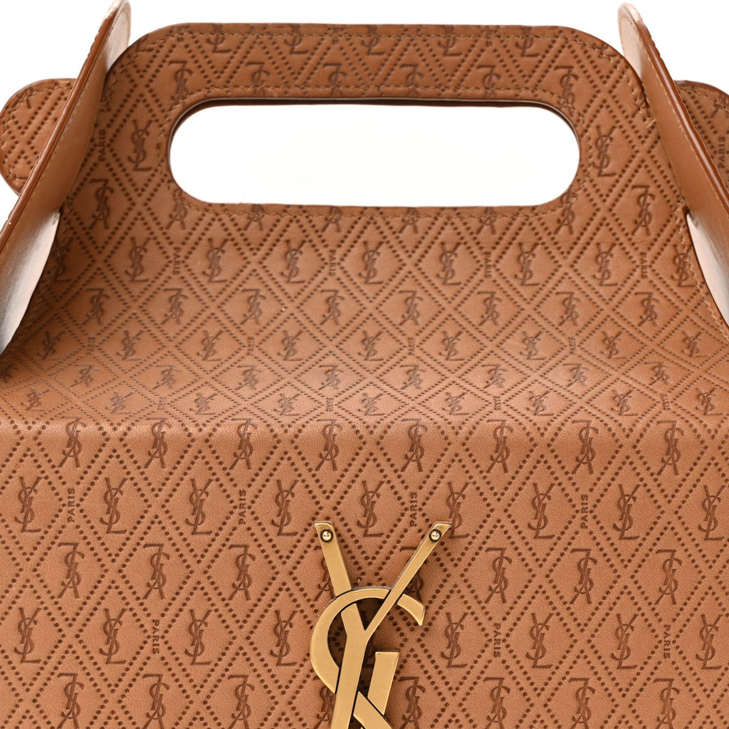 Calfskin Monogram Take Away Box Dusty Vintage Brown Gold