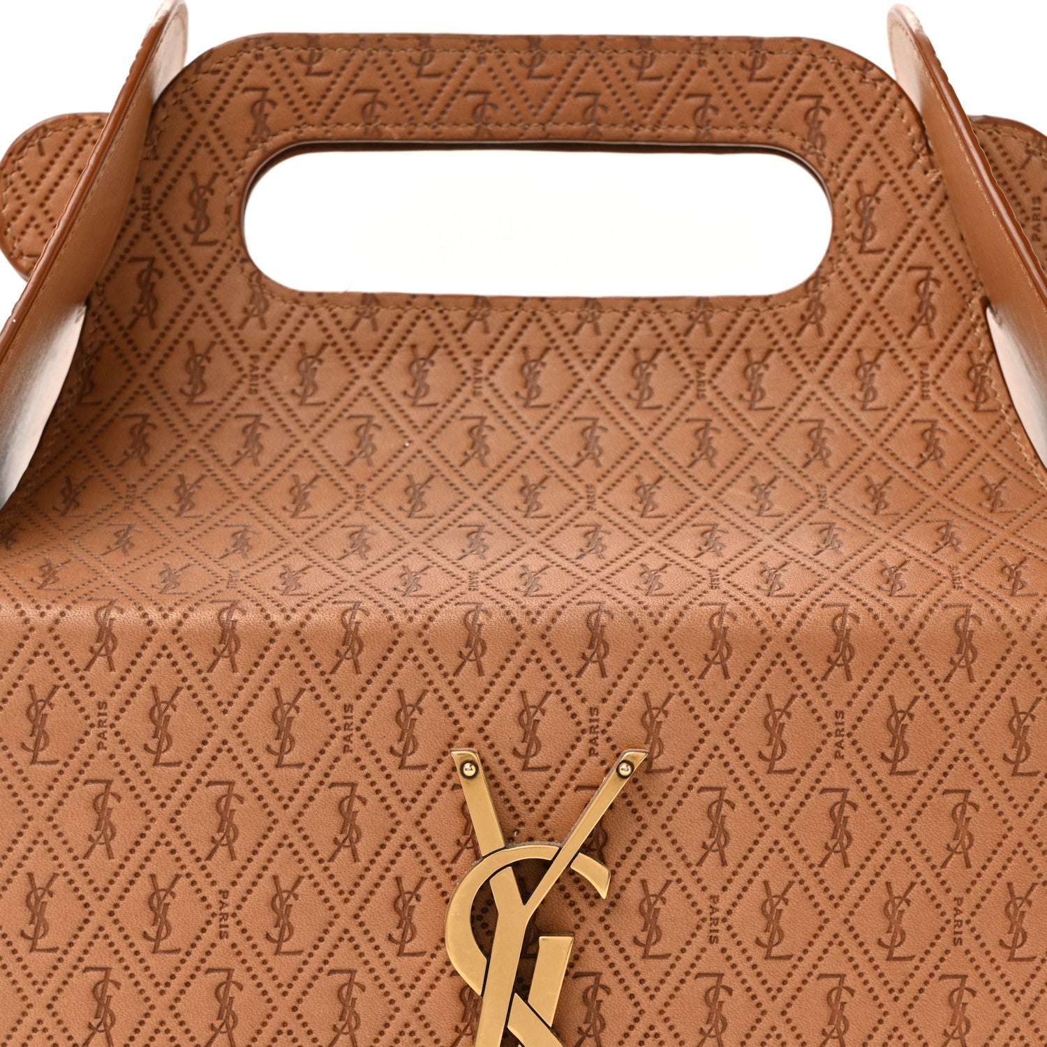 Calfskin Monogram Take Away Box Dusty Vintage Brown Gold