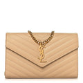 Grain De Poudre Matelasse Chevron Monogram Chain Wallet Nude Powder