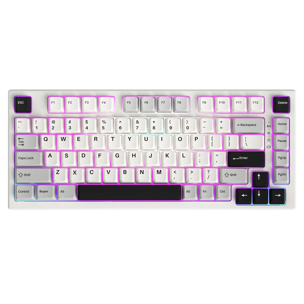YZ75 75% Hot Swappable Wireless Gaming Mechanical Keyboard, RGB Backlights, BT5.0/2.4G/USB-C, Dye Sub PBT Keycaps for Linux/Win/Mac -white-Gateron Red Switch