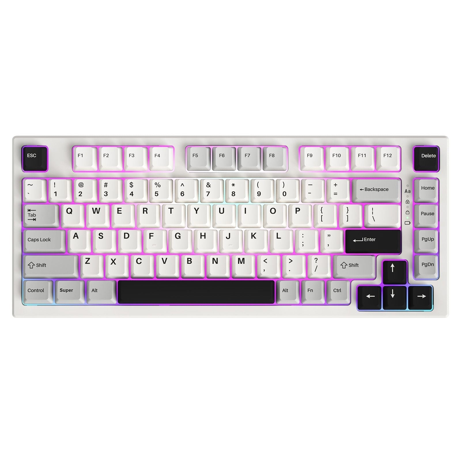YZ75 75% Hot Swappable Wireless Gaming Mechanical Keyboard, RGB Backlights, BT5.0/2.4G/USB-C, Dye Sub PBT Keycaps for Linux/Win/Mac white-Gateron Black Switch
