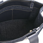 Felt Shiny Calfskin Medium Woody Ribbon Tote Obscure Navy