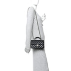 Lambskin Quilted Mini Top Handle Rectangular Flap Black