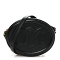 Smooth Calfskin Cuir Small Triomphe Oval Crossbody Purse Black