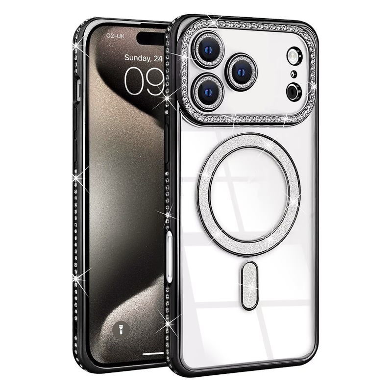 Entronix [Magnetic] Case Compatible with iPhone 17 Pro Max - [Clear Back] Luxury Diamonds