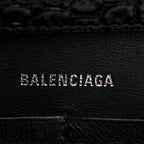 Shiny Calfskin Monochrome Crocodile Embossed Hourglass Chain Bag Black