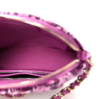 Tweed Quilted Mini Clutch With Chain Purple