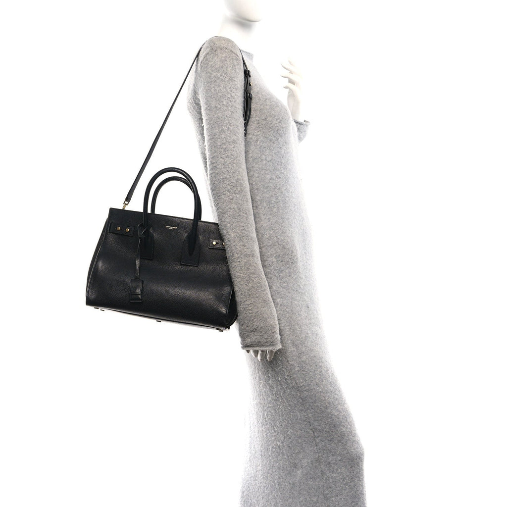 Grained Calfskin Small Supple Sac De Jour Black